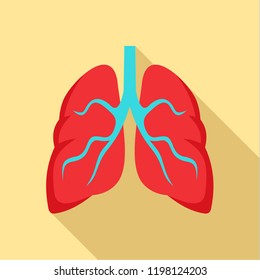 Cancer lung icon. Flat illustration of cancer lung vector icon for web design