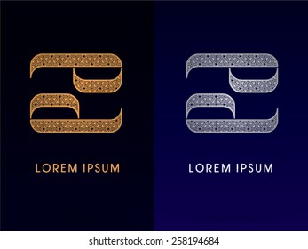 Cancer ,Luxury Zodiac sign, designed using gold and silver triangle geometric shape on dark background, logo, symbol, icon, graphic, vector.