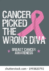Cáncer recogido El diseño de la Diva T Percepción de los senos Diva equivocada Ilustración vectorial para su uso en el diseño y la impresión de carteles