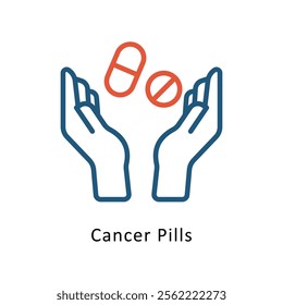 Cancer Pills Vector Two Color Icon. Eps File 10
