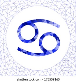 Cancer. Polygonal geometric water zodiac sign.