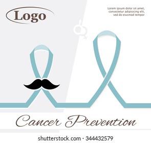 Cancer prevention, the composition with ribbons, text and place for logo, vector illustration