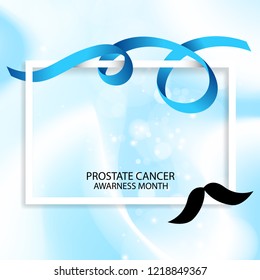 cancer prostate awarness month poster illustration realistic blue ribbon design