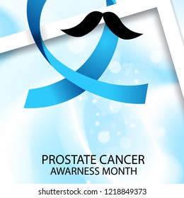 cancer prostate awarness month poster illustration realistic blue ribbon design
