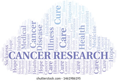 Cancer Research word cloud. Vector made with text only.