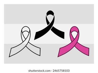 Cancer Ribbon, Cancer Awareness, Breast cancer Ribbon, Pink Ribbon, clipart, monogram, silhouette