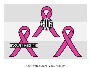 Cancer Ribbon, Cancer Awareness, Breast cancer Ribbon, Pink Ribbon, clipart, monogram, silhouette