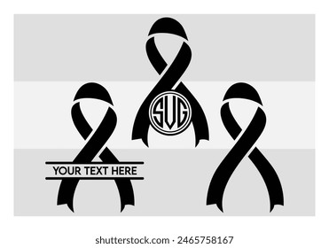Cancer Ribbon, Cancer Awareness, Breast cancer Ribbon, Pink Ribbon, clipart, monogram, silhouette