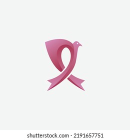 Cancer ribbon bird logo vector, perfect for health, medical, charity, community and many more.