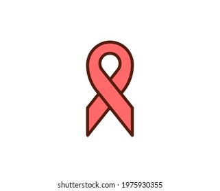 Cancer ribbon flat icon. Thin line signs for design logo, visit card, etc. Single high-quality outline symbol for web design or mobile app. Medical outline pictogram.