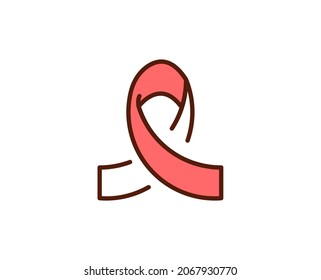 Cancer ribbon flat icon. Thin line signs for design logo, visit card, etc. Single high-quality outline symbol for web design or mobile app. Medical outline pictogram.