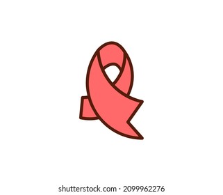 Cancer ribbon flat icon. Thin line signs for design logo, visit card, etc. Single high-quality outline symbol for web design or mobile app. Medical outline pictogram.