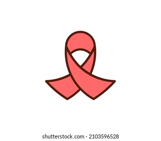 Cancer ribbon flat icon. Thin line signs for design logo, visit card, etc. Single high-quality outline symbol for web design or mobile app. Medical outline pictogram.