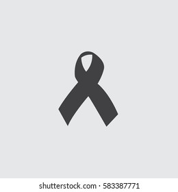 Cancer ribbon icon in a flat design in black color. Vector illustration eps10