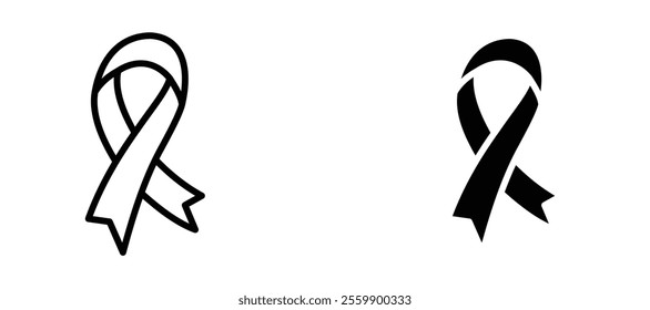 Cancer ribbon Icon set in black color for ui designs