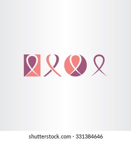 Cancer Ribbon Icon Set Vector Logo Badge