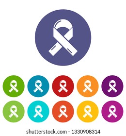 Cancer ribbon icons color set vector for any web design on white background
