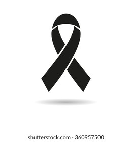 Cancer Ribbon. Medical Icon. Flat Design Style.