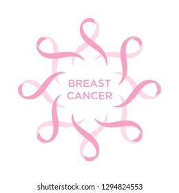 Cancer ribbon pink color representing the support of tackling cancers. The ribbons circular as a symbol of cancer. Vector illustration EPS.8 EPS.10