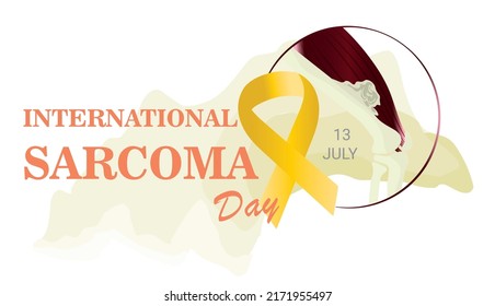 Cancer ribbon. Sarcoma. International Cancer Day. World cancer day. Vector illustration bone and muscle on white background.