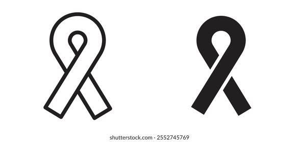 Krebsband, Vektorsymbol, schwarz gefüllt und umrissen.