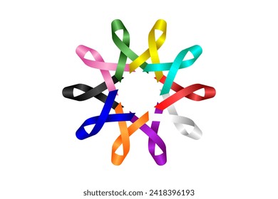 Cancer ribbons vector. Suitable for various purposes related to increasing awareness, support, and funding for cancer research or prevention programs.