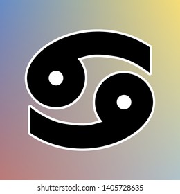 Cancer sign illustration. Black icon in white shell at pastel color background. Illustration.