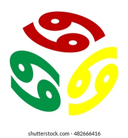 Cancer sign illustration. Isometric style of red, green and yellow icon.