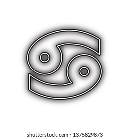 Cancer sign illustration. Vector. Double contour black icon with soft shadow at white background. Isolated.