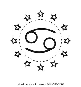 Cancer. Sign of the zodiac. Flat symbol horoscope and predictions. Vector object