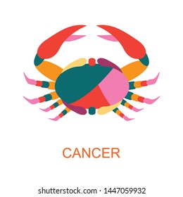 Cancer star sign with different colors on white background. Vector horoscope zodiac star icon.Vector astrology sign.