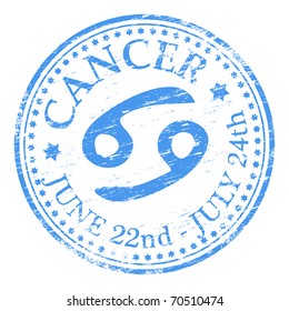 "CANCER" Star sign rubber stamp illustration