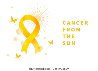 Cancer from the Sun Month. Yellow ribbon and sun. Vector illustration