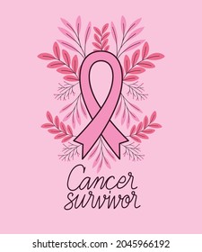 cancer survivor design and ribbon
