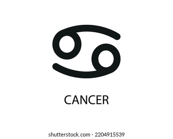Cancer Symbol of the Horoscope. Zodiac Sign. Vector illustration of black Astrological signs 
for calendar, horoscope isolated on a background 
