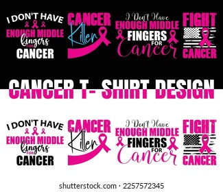 Cancer t shirt design bundle for girls. Eps-10.