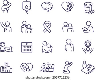 Cancer Thin Line Icons vector design 
