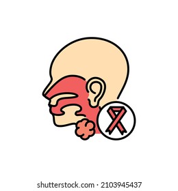 Cancer throat color line icon. Human diseases. Pictogram for web page, mobile app, promo.