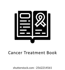 Cancer Treatment Book Vector Gylph Icon. Eps File 10