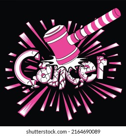 cancer typography isolated on black background for poster, t-shirt print, business element, social media content, blog, sticker, vlog, and card. vector illustration.