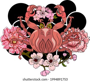 Cancer vector of Astrology design.horoscope circle with signs of zodiac set vector.signs such as a aries, taurus, gemini, cancer, leo, virgo, libra, scorpio, sagittarius, capricorn,aquarius, pisces.