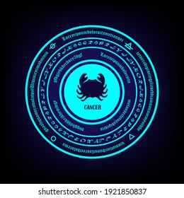 Cancer vector illustration with a magic ring looks energetic.