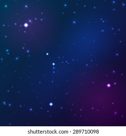 Cancer vector Zodiac sign bright stars in cosmos