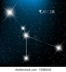 Cancer Vector Zodiac Sign Bright Stars Stock Vector (Royalty Free) 71080210