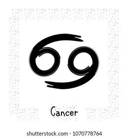 cancer vector zodiac sign, hand drawn with ink brush. Vector illustration