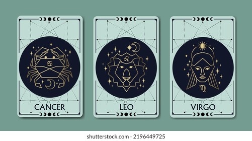 Cancer Virgo Leo Zodiac Symbols Linear Stock Vector (Royalty Free ...