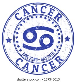 Cancer zodiac astrology grunge stamp suitable for use on website, in print and promotional materials, and for advertising