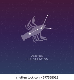 Cancer zodiac constellation vector sign with animal silhouette