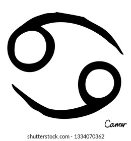 Cancer zodiac hand drawing sign for horoscope. Usable for mystic  occult  palmistry and witchcraft alchemy. Vector. 