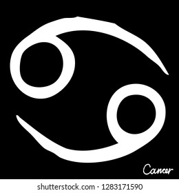 Cancer zodiac horoscope hand drawing sign for mystic  occult  palmistry and witchcraft alchemy. Vector. 